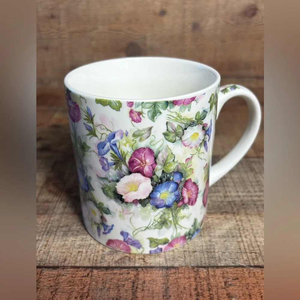 Beautiful Large Floral Ceramic Mug Heron Cross Pottery England Tea Coffee